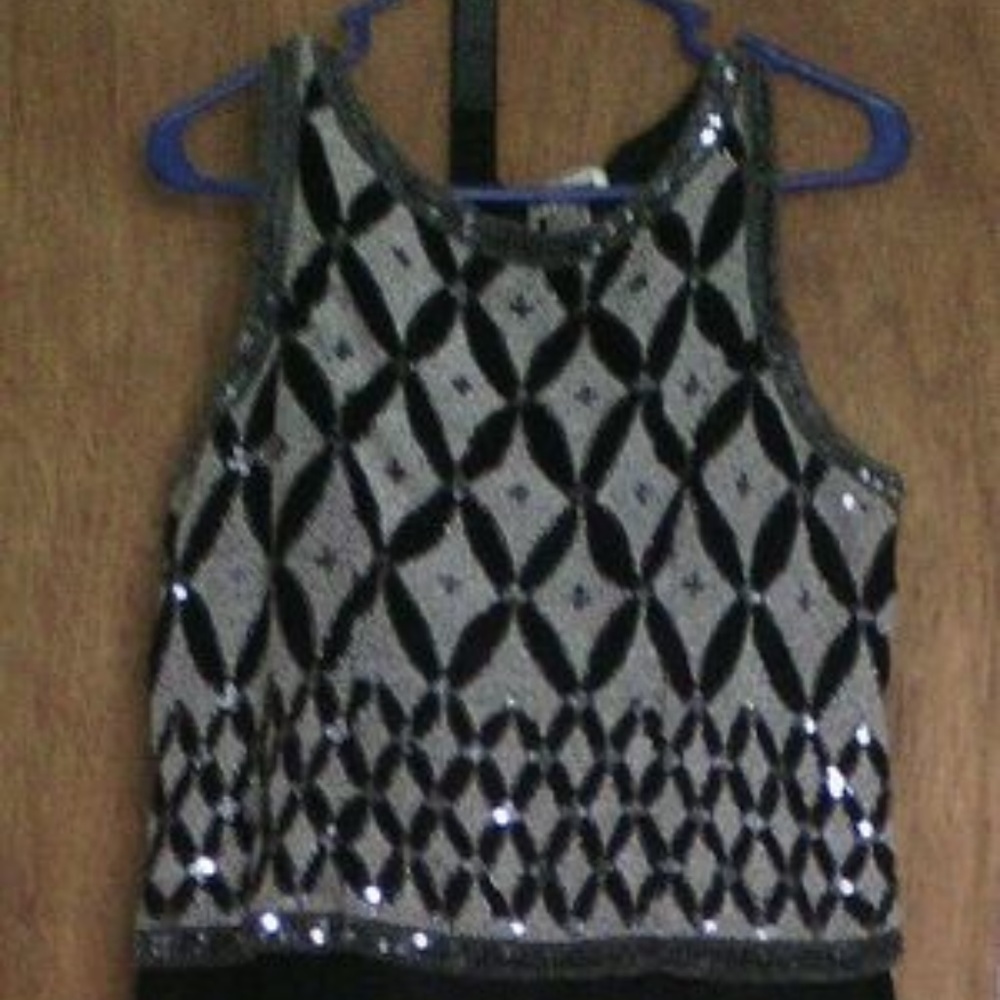 sequin top dress / sheer bottom gown